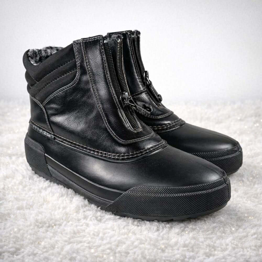 Black Faux Fur Lined Insulated Winter Zip Boots Women's Size: 9 | Martha Stewart